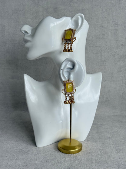 Ayura Designs Aleena Earrings – Marigold Stone Stud Earrings with Pearls & Ghungroo Detailing