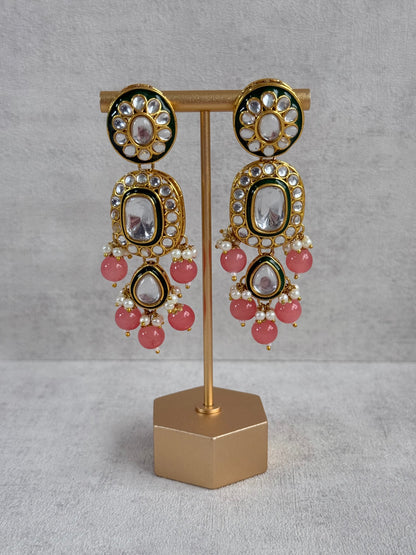 Ayura Designs Jashan Set with Necklace, Earrings, Tikka & Passa – Kundan Detailing, Pearl Drops & Blush Peach Beads