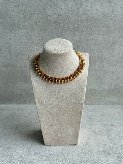 Ayura Designs Hiral Set – Necklace & Earrings with Antique Gold Leaf Motifs