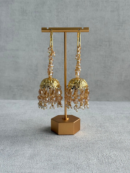Ayura Designs Surbhi Balis – Champagne Crystals & Pearls in Gold Finish