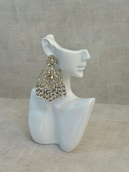 Ayura Designs Prija Earrings – Crystal Floral Chandeliers with Pearl Cluster Drops