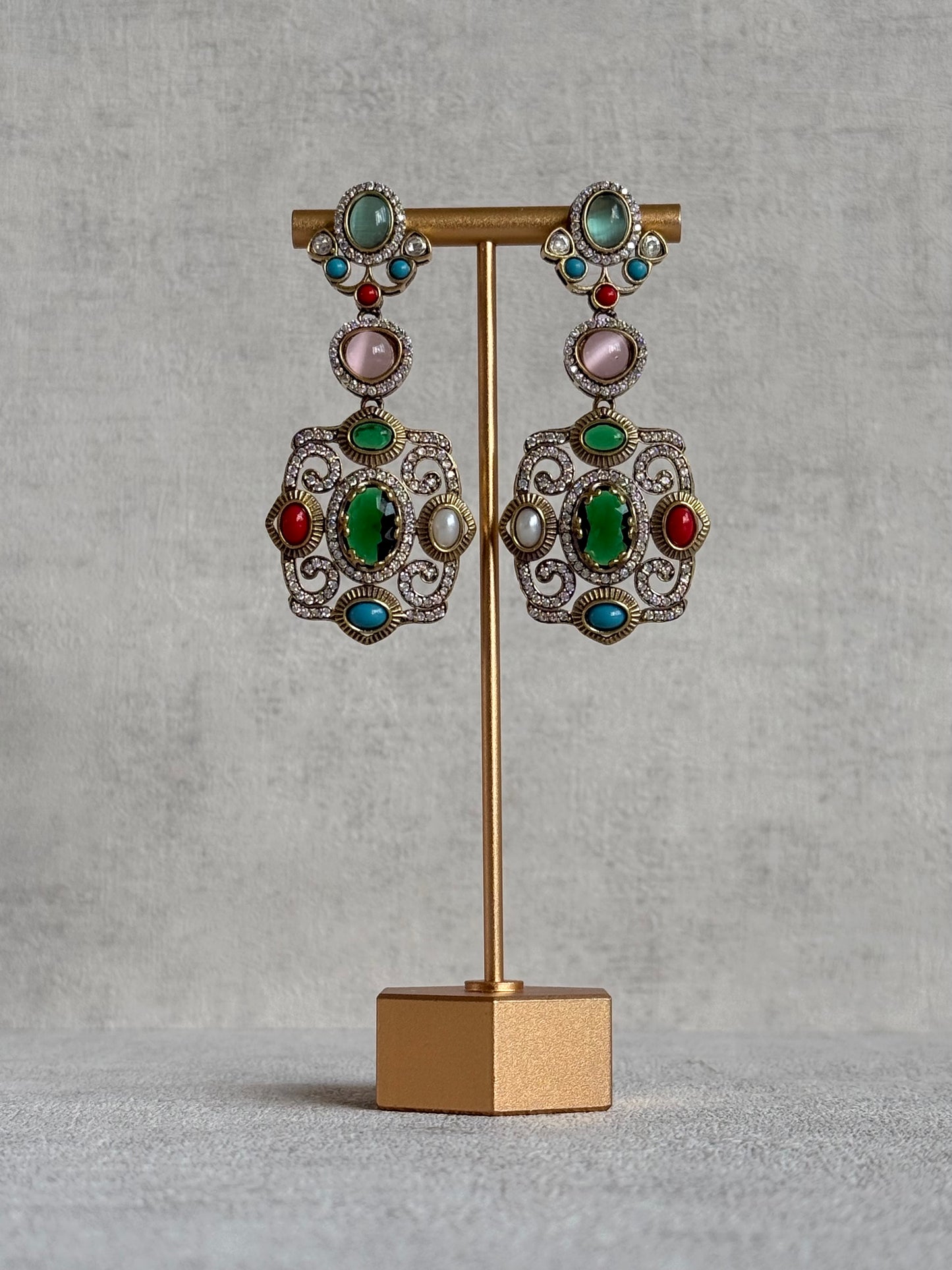 Ayura Designs Ella Statement Earrings – Multicolour Stones & Crystal Detailing
