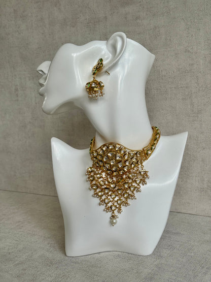 Ayura Designs Sophia Set with Earrings – Kundan Stones, Pearl Detailing & Gold Finish