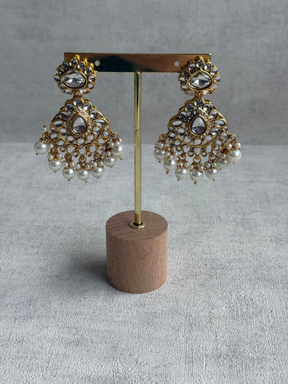 Ayura Designs Javeria Set with Earrings & Tikka – Ivory Pearls, Mirror Kundan & Gold Finish