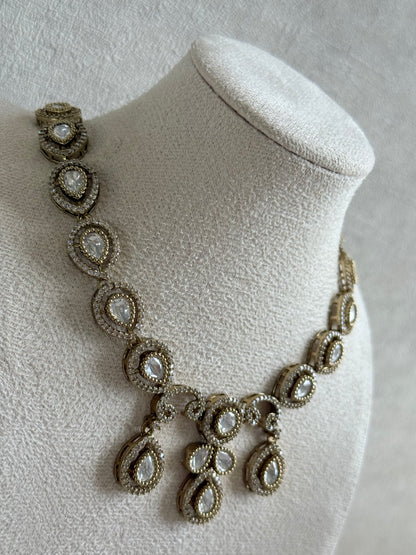 Ayura Designs Bianca Necklace Set with Earrings – Kundan, Crystals & Gold Finish