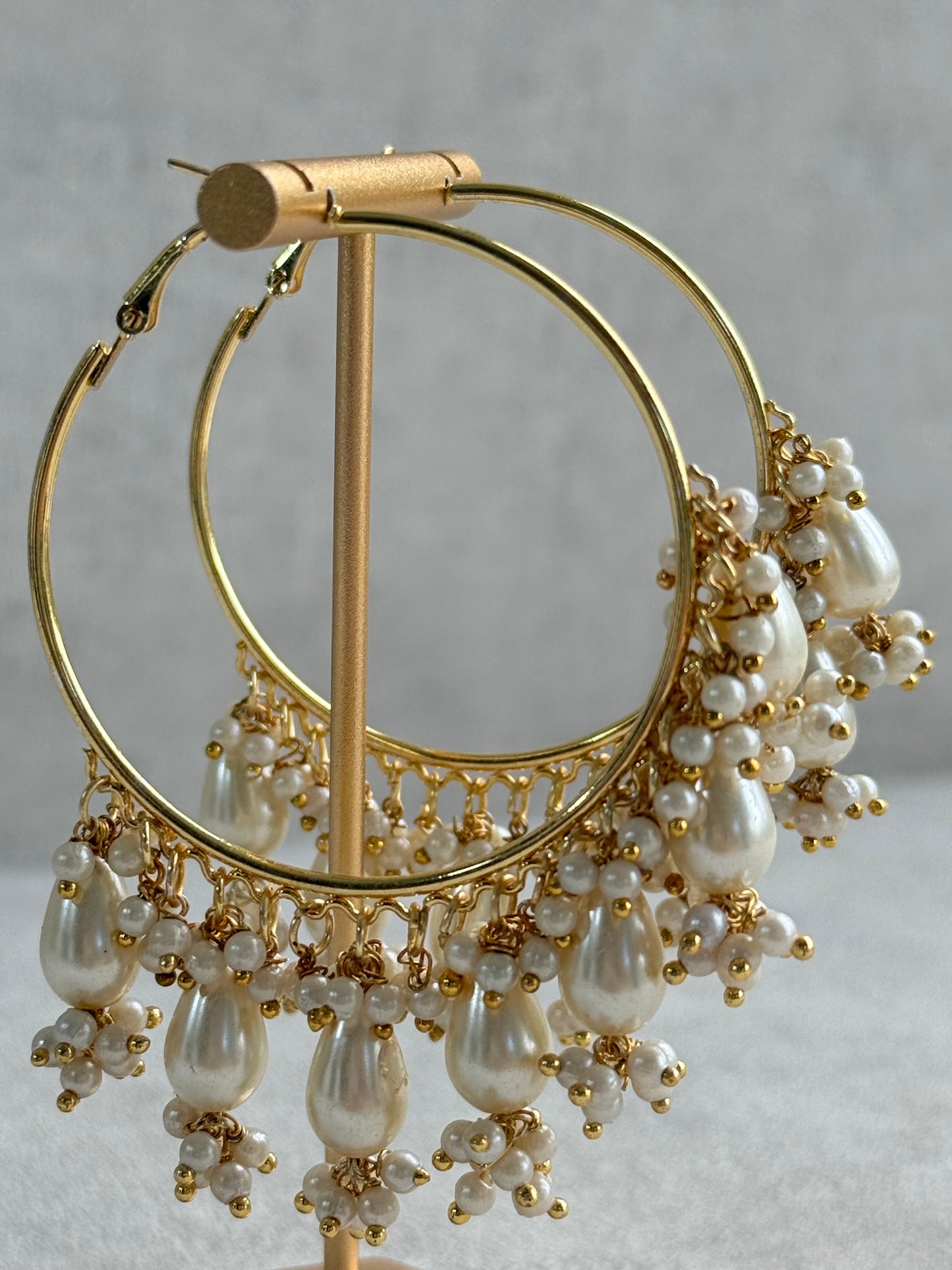 Ayura Designs Mehru Balis – Pearl Drop Balis in Gold Finish