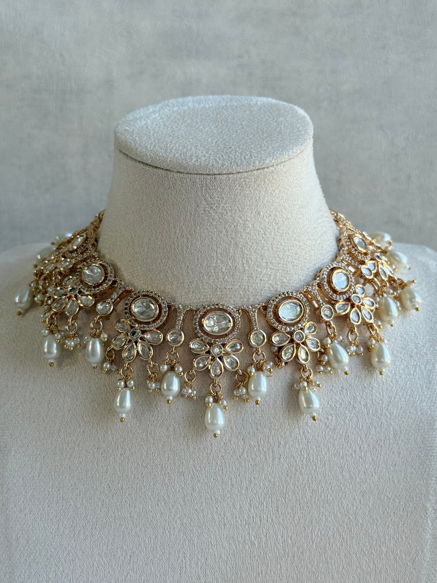 Ayura Designs Ipsita Necklace Set with Earrings – Kundan & Pearl Drop Detailing