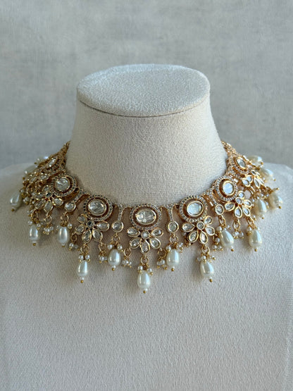 Ayura Designs Ipsita Necklace Set with Earrings – Kundan & Pearl Drop Detailing