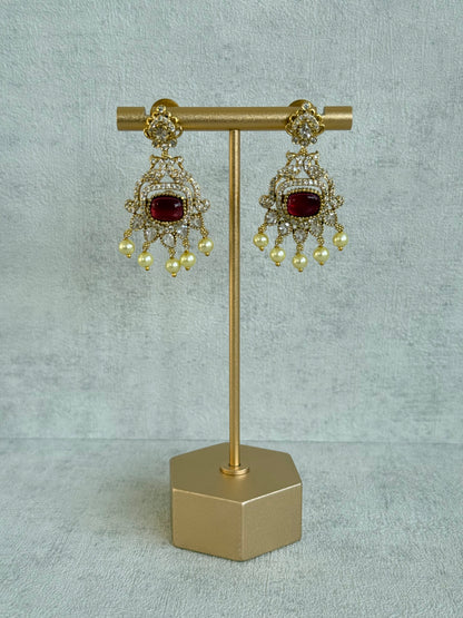Ayura Designs Amreen Set with Earrings – Interchangeable Centre Stones with Peacock Motifs, Crystal Detailing & Pearl Drops