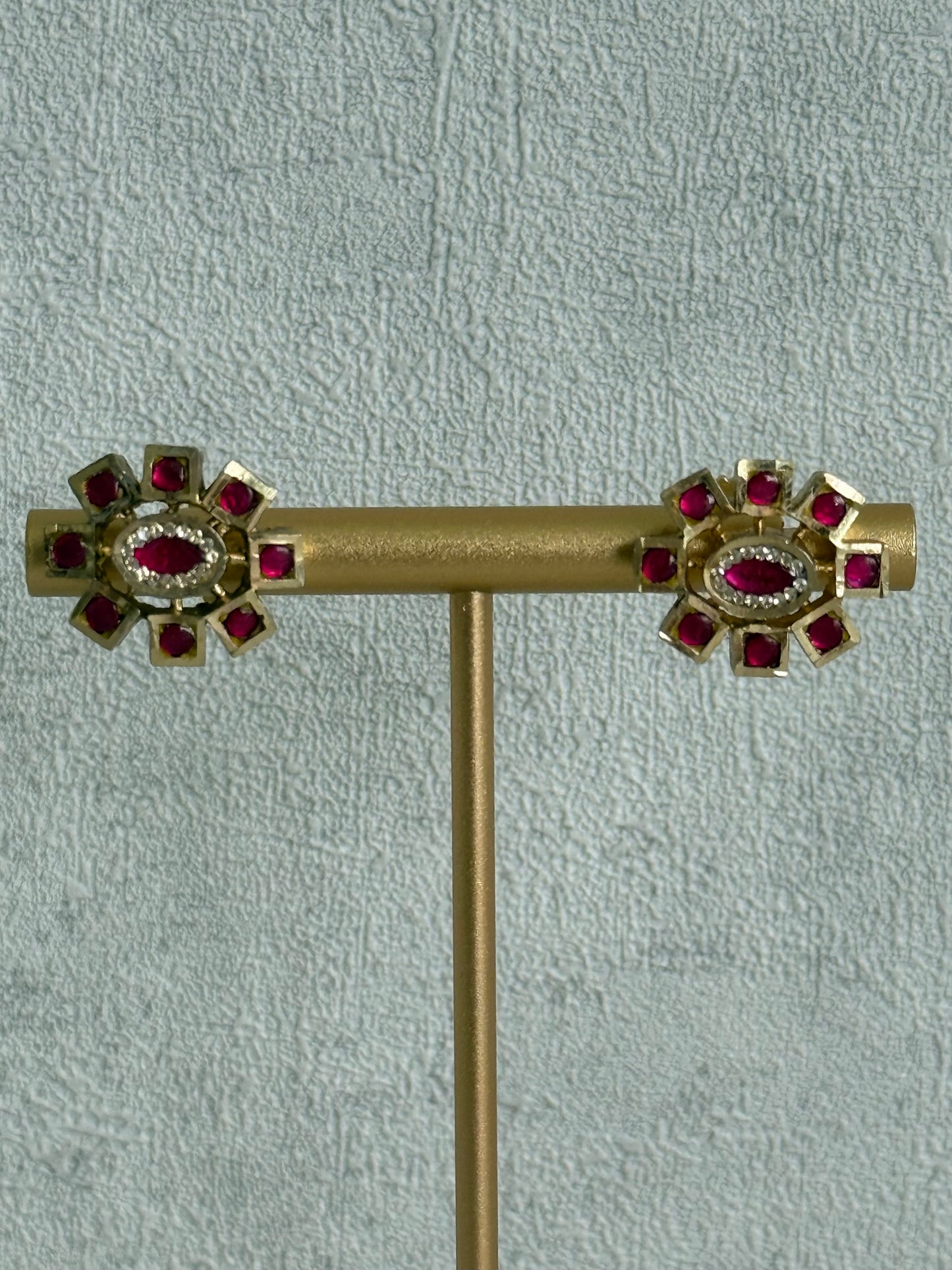 Ayura Designs Amiri Choker Set with Stud Earrings – Ruby Pink Stones, Pearl Strands & Moissanite Detailing
