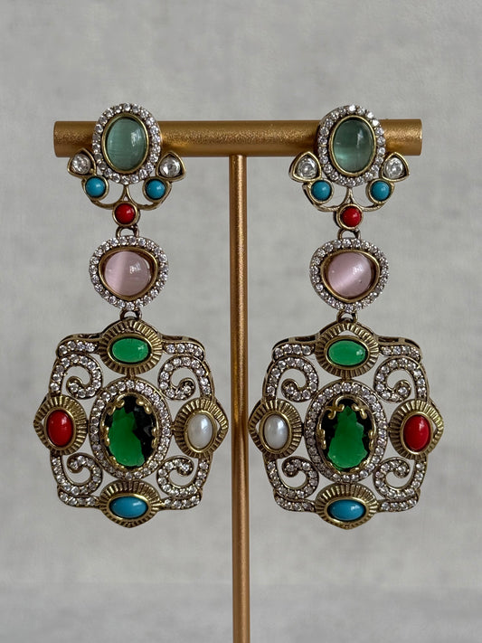 Ayura Designs Ella Statement Earrings – Multicolour Stones & Crystal Detailing