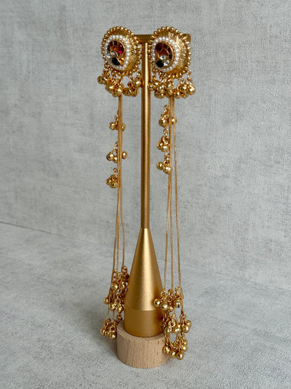 Ayura Designs Hans Earrings – Kashmiri-Inspired Meenakari with Ruby, Emerald & Pearl Detailing