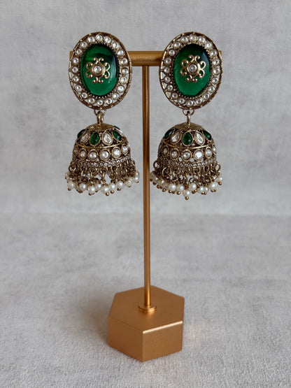 Ayura Designs Myra Choker Set with Earrings & Tikka – Emerald Green Kundan & Pearl Detailing