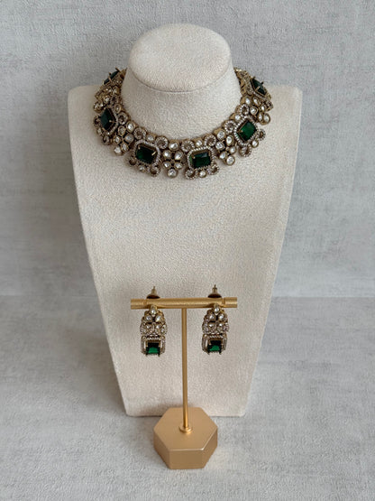 Ayura Designs Celine Set with Earrings – Moissanite Emerald Green Statement Set