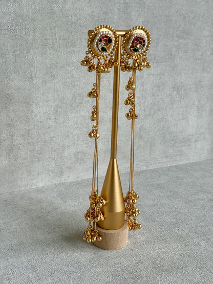 Ayura Designs Hans Earrings – Kashmiri-Inspired Meenakari with Ruby, Emerald & Pearl Detailing