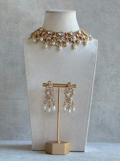 Ayura Designs Ipsita Necklace Set with Earrings – Kundan & Pearl Drop Detailing
