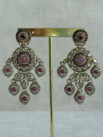 Ayura Designs Vanika Earrings – Mauve Purple & Champagne Crystal Gold Finish