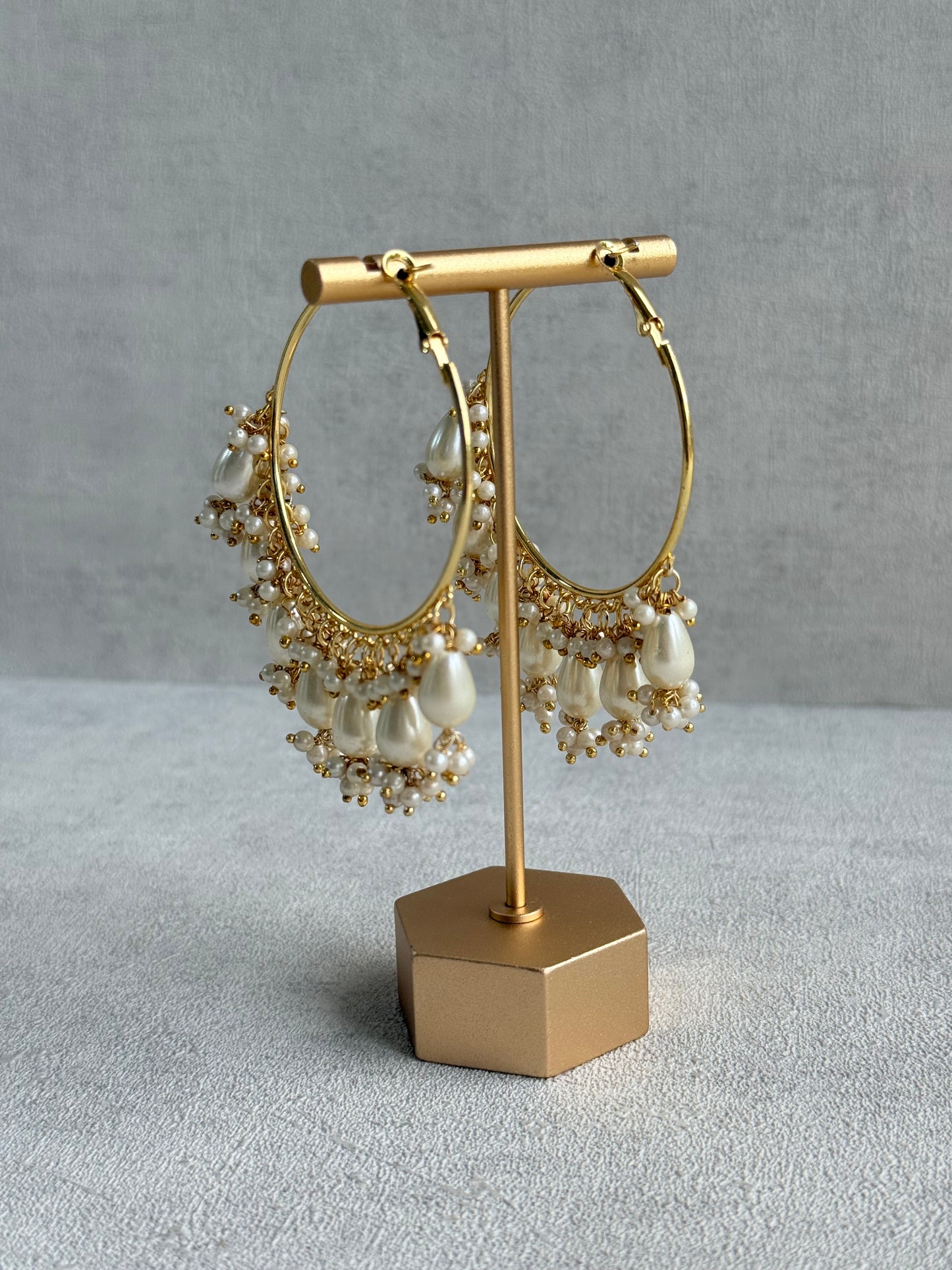 Ayura Designs Mehru Balis – Pearl Drop Balis in Gold Finish