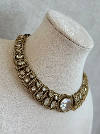 Ayura Designs Sadie Necklace Set with Earrings – Moissanite Style Stones & Crystal Halo Detailing