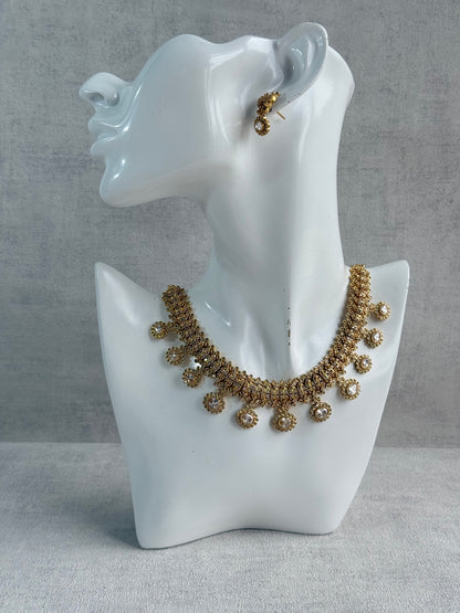 Ayura Designs Elisha Necklace Set with Earrings – Gold & Crystal Stone Detailing
