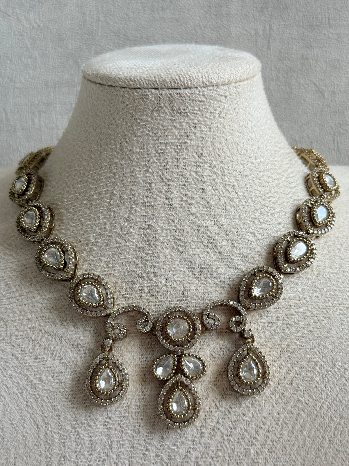 Ayura Designs Bianca Necklace Set with Earrings – Kundan, Crystals & Gold Finish