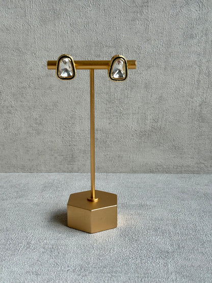 Ayura Designs Luna Set with Stud Earrings – Kundan-Style Mirror-Cut Stones & Antique Gold Finish