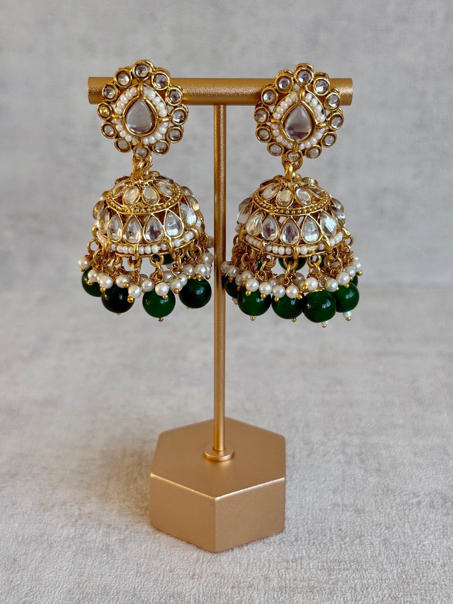 Ayura Designs Iyla Set with Necklace, Earrings & Tikka – Kundan Detailing, Ivory Pearl Drops & Emerald Beads