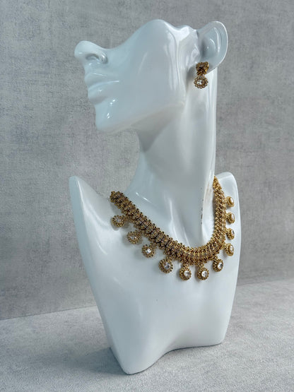 Ayura Designs Elisha Necklace Set with Earrings – Gold & Crystal Stone Detailing