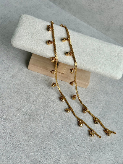 Ayura Designs Chameli Payals – Gold-Toned Anklets with Ghungroo Detailing