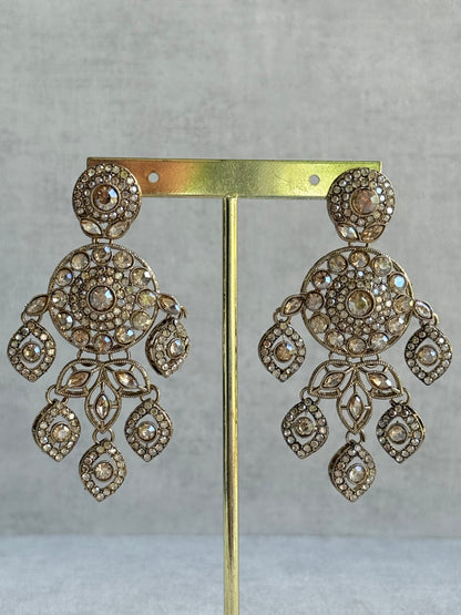 Ayura Designs Vanika Earrings – Champagne Crystal Gold Finish