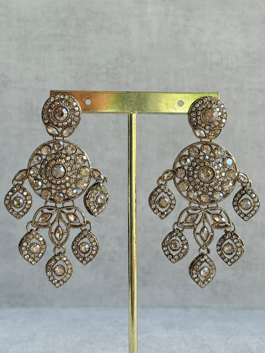 Ayura Designs Vanika Earrings – Champagne Crystal Gold Finish