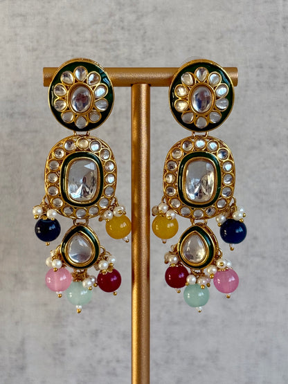 Ayura Designs Jashan Set with Necklace, Earrings, Tikka & Passa – Kundan Detailing, Pearl Drops & Multicolour Beads