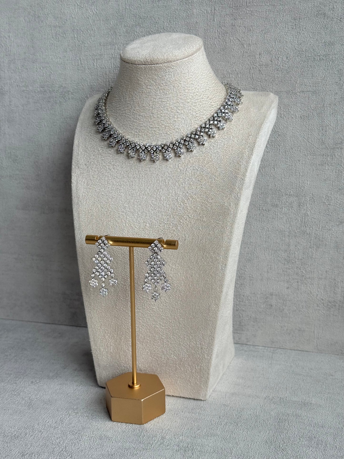 Ayura Designs Camille Set with Earrings – Diamond-Cut Crystal Necklace & Statement Drop Earrings