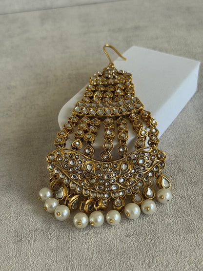 Ayura Designs Jai Jhoomar Passa – Jadau Kundan with Pearls & Antique Gold Detailing