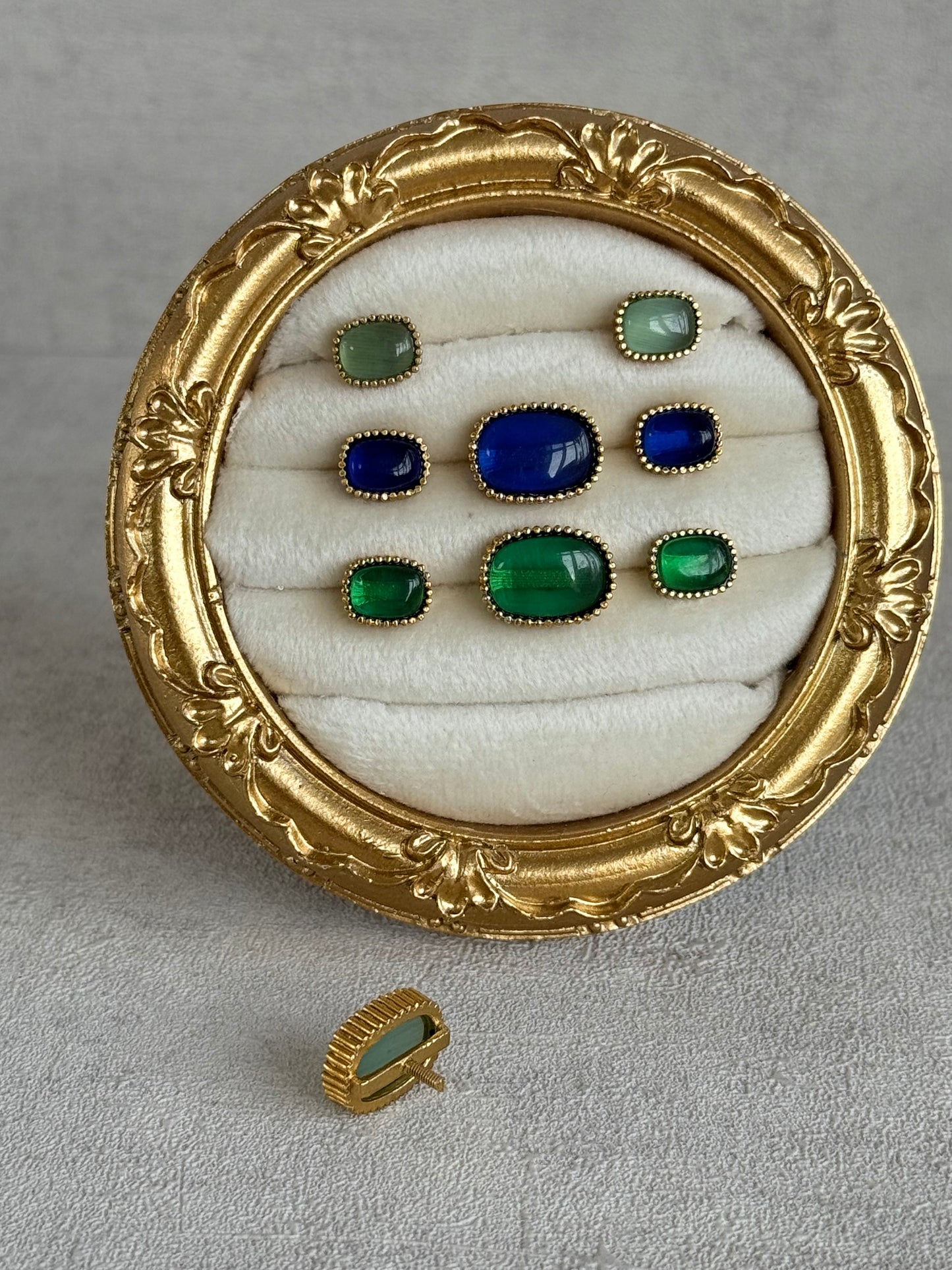 Ayura Designs Amreen Set with Earrings – Interchangeable Centre Stones with Peacock Motifs, Crystal Detailing & Pearl Drops