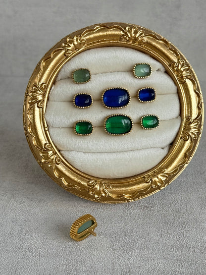 Ayura Designs Amreen Set with Earrings – Interchangeable Centre Stones with Peacock Motifs, Crystal Detailing & Pearl Drops