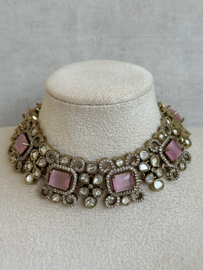 Ayura Designs Celine Set with Earrings – Moissanite Blush Pink Statement Set