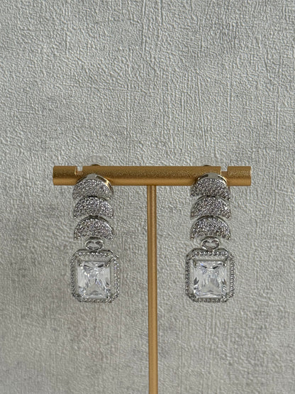 Ayura Designs Arabella Set – Silver Necklace & Earrings with Moissanite Stones