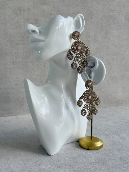 Ayura Designs Vanika Earrings – Blush Pink & Champagne Crystal Gold Finish