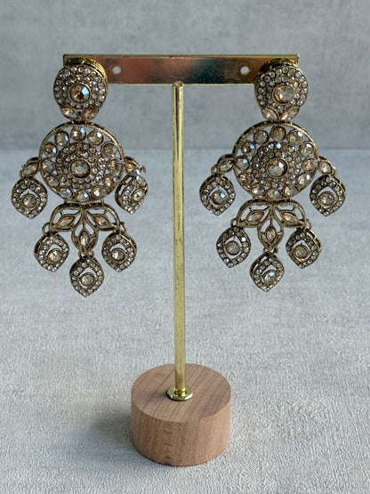 Ayura Designs Vanika Earrings – Champagne Crystal Gold Finish