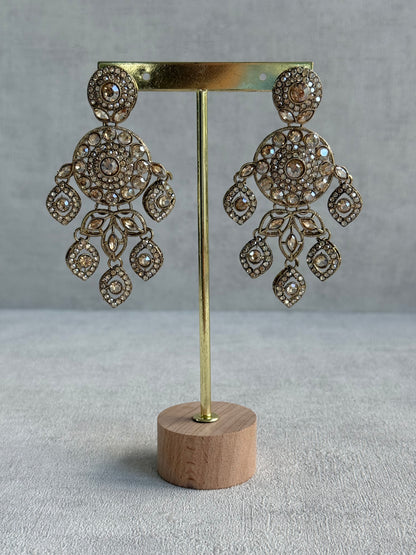 Ayura Designs Vanika Earrings – Champagne Crystal Gold Finish