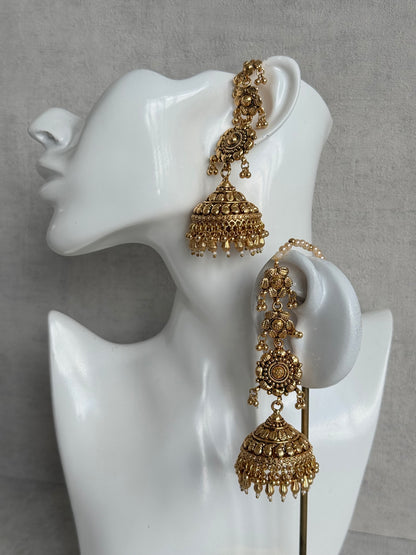 Ayura Designs Amani Sahare Jhumkis – Antique Gold Finish