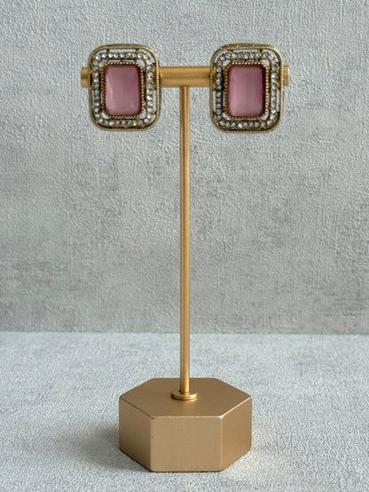 Ayura Designs Nabiha Choker Set with Studs – Blush Pink & Mint Green, Crystal Detailing & Gold Finish