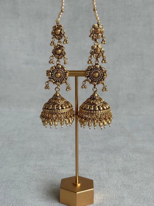 Ayura Designs Amani Sahare Jhumkis – Antique Gold Finish