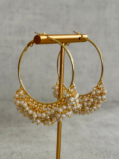 Ayura Designs Virsa Bali – Pearl-Embellished Gold Hoops