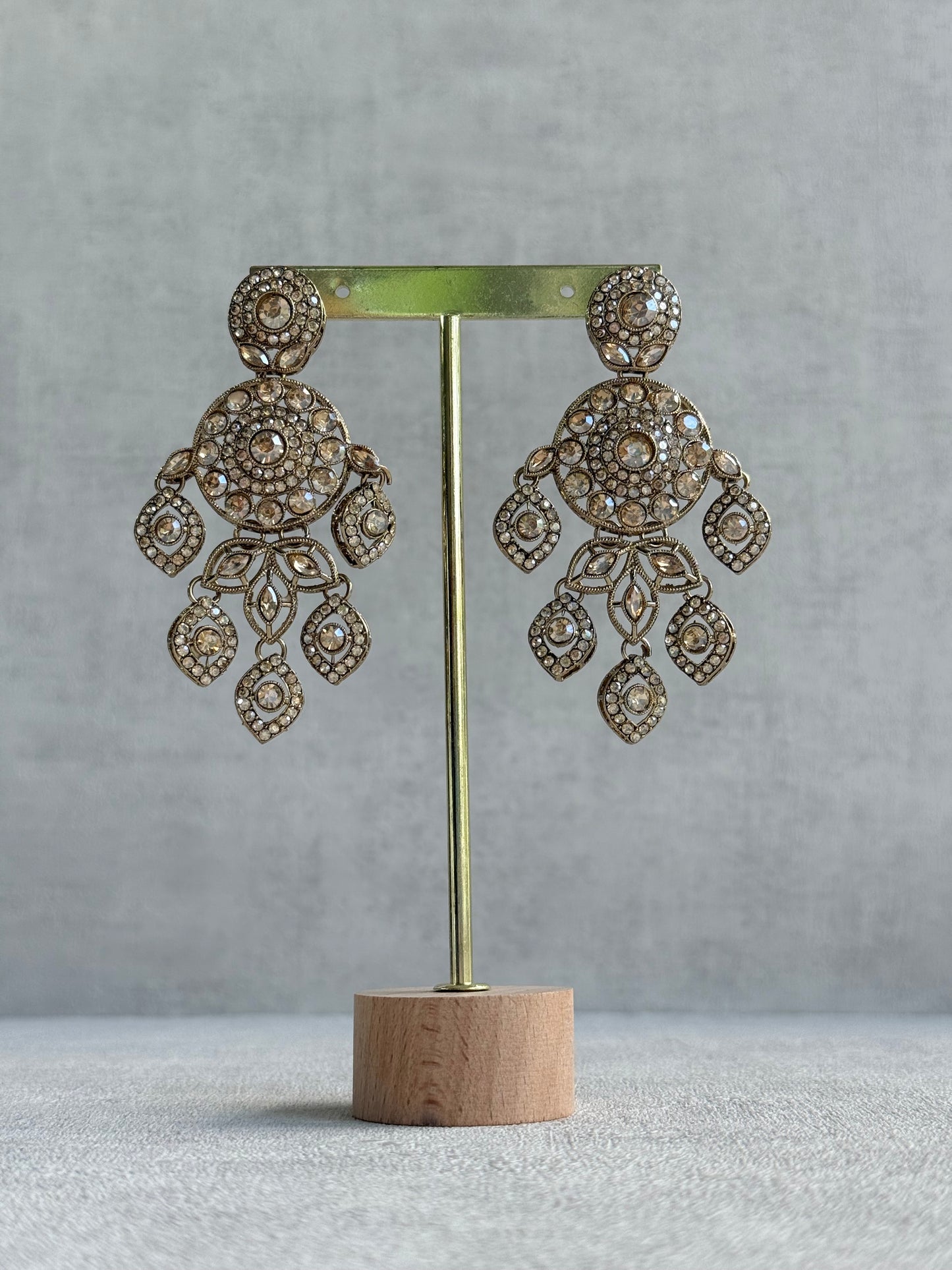 Ayura Designs Vanika Earrings – Champagne Crystal Gold Finish