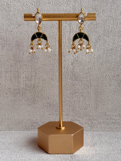Ayura Designs Mahi Choker Set with Earrings – Meenakari Kundan Emerald Green & Ivory Detailing
