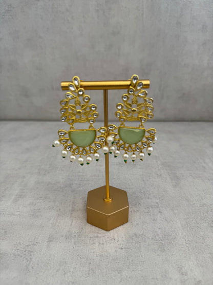 Ayura Designs Vaanya Earrings – Pastel Green Kundan & Pearl Earrings