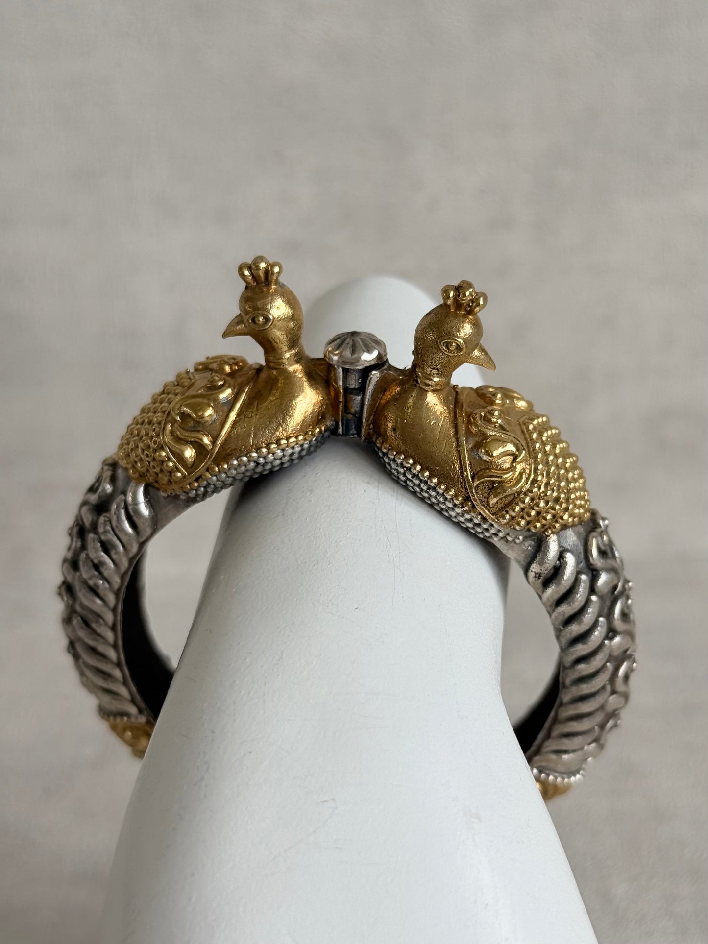 Ayura Designs Aayra Peacock Kangan Bracelet – Dual Tone Twin Peacock Design with Bird Motif Detailing