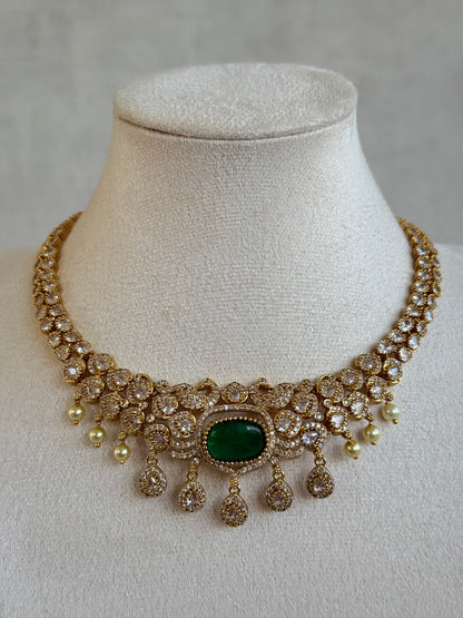 Ayura Designs Amreen Set with Earrings – Interchangeable Centre Stones with Peacock Motifs, Crystal Detailing & Pearl Drops